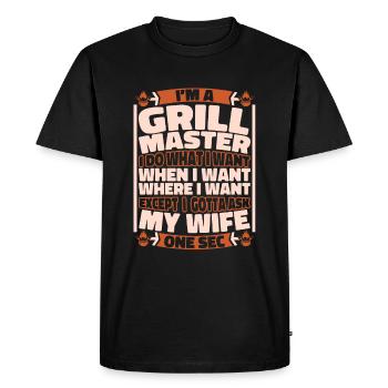 Bbq Grilling - Men's Premium Organic T-Shirt - black - Front - Nico (187cm)