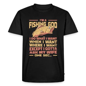 Pêche à la ligne - T-shirt Premium bio Homme - noir - Devant - Nico (187cm)