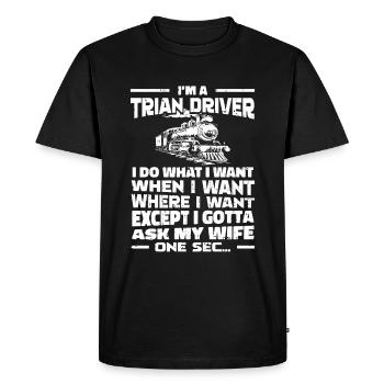 Conducteur de train Conducteur de train - T-shirt Premium bio Homme - noir - Devant - Nico (187cm)