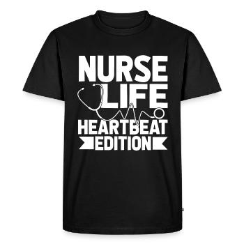 ECG de l’infirmière - T-shirt Premium bio Homme - noir - Devant - Nico (187cm)