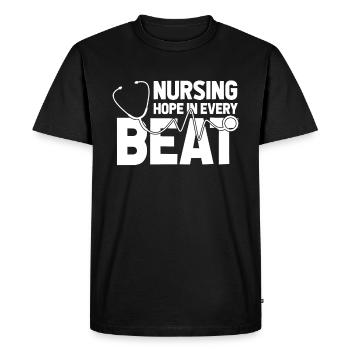 ECG de l’infirmière - T-shirt Premium bio Homme - noir - Devant - Nico (187cm)