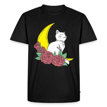 Mond Cottagecore Katze Moon Cat - Men's Premium Organic T-Shirt - black - Front - Nico (187cm)