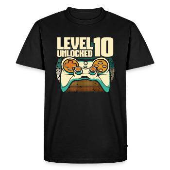 Gamer Gaming Niveau 10 Débloqué - T-shirt Premium bio Homme - noir - Devant - Nico (187cm)