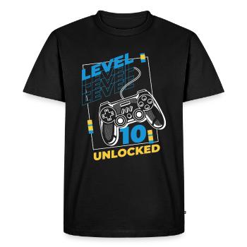 Gamer Gaming Niveau 10 Débloqué - T-shirt Premium bio Homme - noir - Devant - Nico (187cm)
