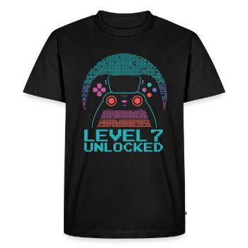 Gamer Gaming Level 7 Unlocked - Men's Premium Organic T-Shirt - black - Front - Nico (187cm)