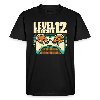 Gamer Gaming Niveau 12 Débloqué - T-shirt Premium bio Homme - noir - Devant - Nico (187cm)
