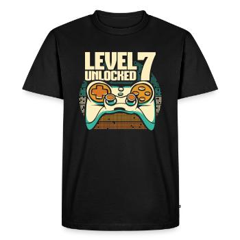 Gamer Gaming Level 7 Unlocked - Men's Premium Organic T-Shirt - black - Front - Nico (187cm)