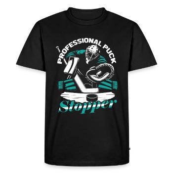 Ice Hockey Goalkeeper Goalkeeper Puck Hockey Puck - Men's Premium Organic T-Shirt - black - Front - Nico (187cm)