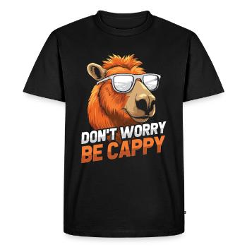 Capybara Capybara Don't Worry Be Cappy - Men's Premium Organic T-Shirt - black - Front - Nico (187cm)