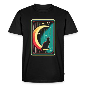 Mond Tarot Katze Moon Cat - Men's Premium Organic T-Shirt - black - Front - Nico (187cm)