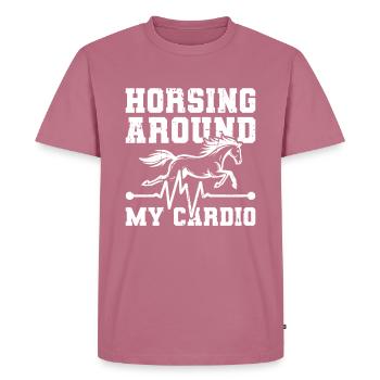 Horse Equestrian Ekg - Men's Premium Organic T-Shirt - mauve - Front - Nico (187cm)