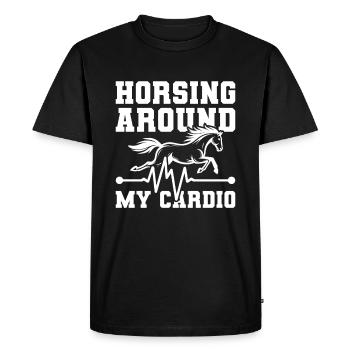 Électrocardiogramme équestre pour chevaux - T-shirt Premium bio Homme - noir - Devant - Nico (187cm)