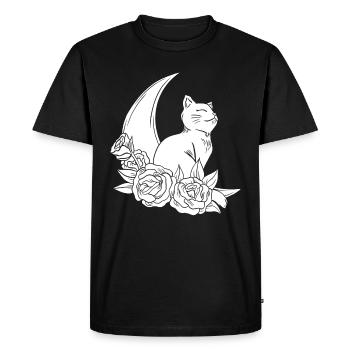 Mond Cottagecore Katze Moon Cat - Men's Premium Organic T-Shirt - black - Front - Nico (187cm)