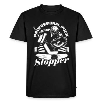 Ice Hockey Goalkeeper Goalkeeper Puck Hockey Puck - Men's Premium Organic T-Shirt - black - Front - Nico (187cm)