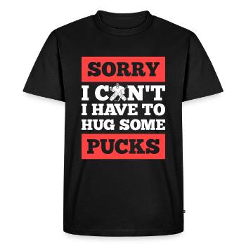 Ice Hockey Goalkeeper Sorry I Cant I Have Hockey - Men's Premium Organic T-Shirt - black - Front - Nico (187cm)