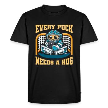 Hockey sur glace gardien de but Puck de gardien de but - T-shirt Premium bio Homme - noir - Devant - Nico (187cm)