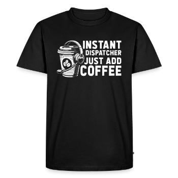 Centre de contrôle des appels d’urgence Centre d’opérations Caféine Café - T-shirt Premium bio Homme - noir - Devant - Nico (187cm)