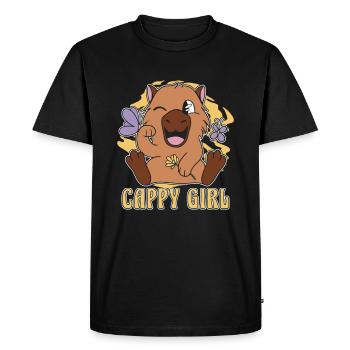 Capybara Wasserschwein Cappy Girl - Men's Premium Organic T-Shirt - black - Front - Nico (187cm)