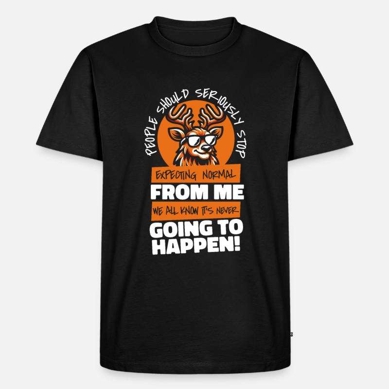 Hirsch - Männer Premium Bio T-Shirt - Schwarz