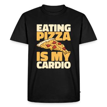 Pizza Funny Cardio Quote - Men's Premium Organic T-Shirt - black - Front - Nico (187cm)
