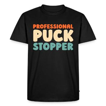 Ice Hockey Goalkeeper Goalkeeper Puck Hockey Puck - Men's Premium Organic T-Shirt - black - Front - Nico (187cm)