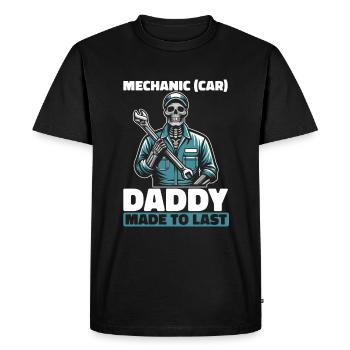 Car Mechanic Skeleton Fathers Day Dad - Men's Premium Organic T-Shirt - black - Front - Nico (187cm)