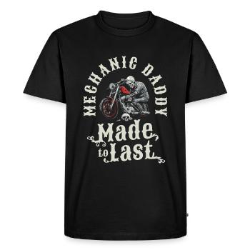 Motorcycle Mechanic Skeleton Fathers Day Dad - Men's Premium Organic T-Shirt - black - Front - Nico (187cm)