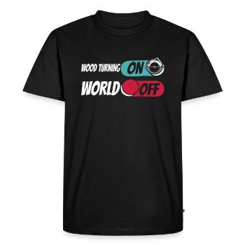Woodturning Turner Wood Turning On World Off - Men's Premium Organic T-Shirt - black - Front - Nico (187cm)