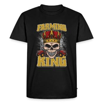 Fermier Fermier Crâne Roi de l’Agriculture - T-shirt Premium bio Homme - noir - Devant - Nico (187cm)