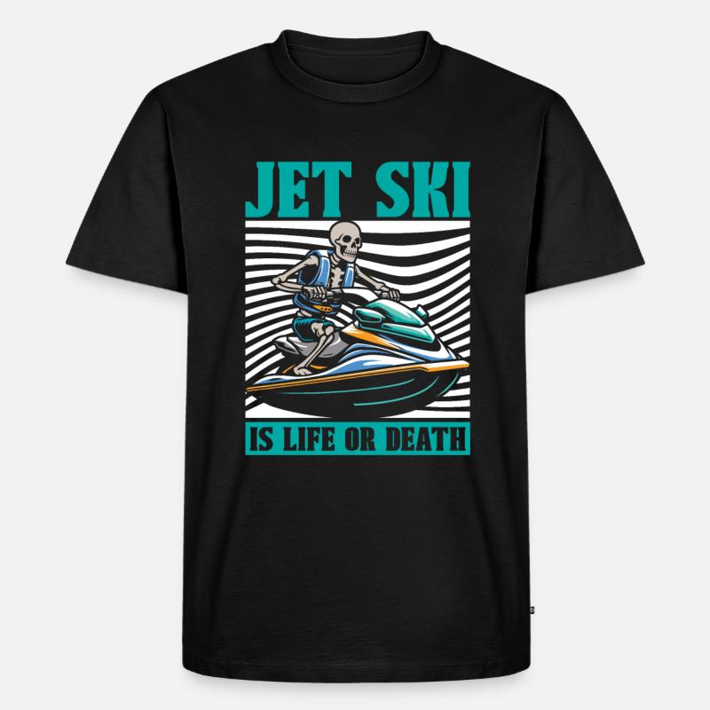 Jet Ski Skelett - Männer Premium Bio T-Shirt - Schwarz