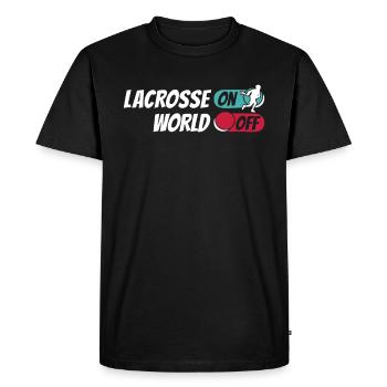 Lacrosse Lacrosse On World Off - Men's Premium Organic T-Shirt - black - Front - Nico (187cm)