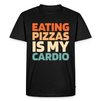Pizza Funny Cardio Quote - Men's Premium Organic T-Shirt - black - Front - Nico (187cm)