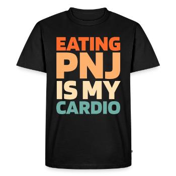 Peanut Butter Funny Cardio Quote - Men's Premium Organic T-Shirt - black - Front - Nico (187cm)