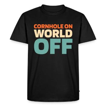 Cornhole Blind Hole Game Cornhole On World Off - Men's Premium Organic T-Shirt - black - Front - Nico (187cm)