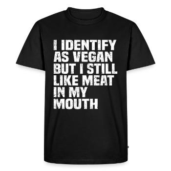 I Identify As Vegan Lustiger Spruch - Men's Premium Organic T-Shirt - black - Front - Nico (187cm)