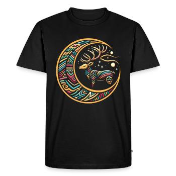 Cerf Tribal Lune - T-shirt Premium bio Homme - noir - Devant - Nico (187cm)