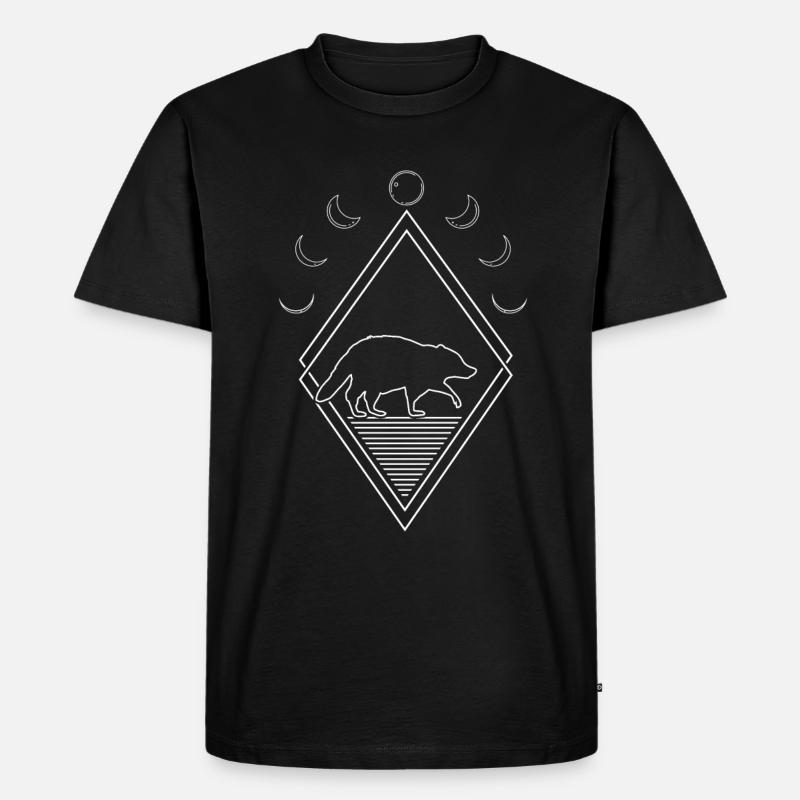 Waschbär Moon Phases - Männer Premium Bio T-Shirt - Schwarz