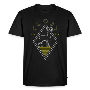 Cerf Abstrait Phases de Lune - T-shirt Premium bio Homme - noir - Devant - Nico (187cm)
