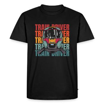 Conducteur de train Conducteur de train - T-shirt Premium bio Homme - noir - Devant - Nico (187cm)