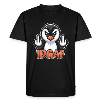 Penguin I don't give a Idgaf - Men's Premium Organic T-Shirt - black - Front - Nico (187cm)