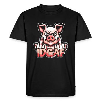 éleveur de porcs Je m’en fous - T-shirt Premium bio Homme - noir - Devant - Nico (187cm)