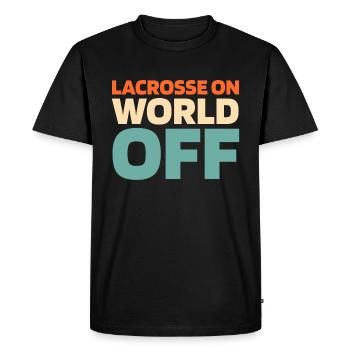 Lacrosse Lacrosse On World Off - Men's Premium Organic T-Shirt - black - Front - Nico (187cm)