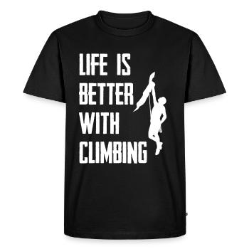Life Is Better With Climbing - Men's Premium Organic T-Shirt - black - Front - Nico (187cm)
