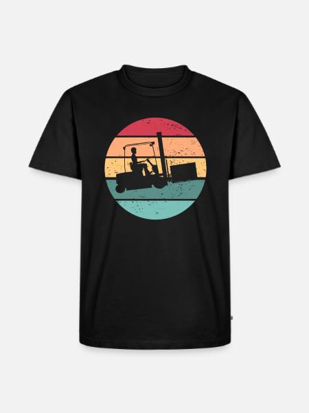 Gabelstaplerfahrer Retro Sun Gabelstaplerfahrer - Männer Premium Bio T-Shirt - Schwarz