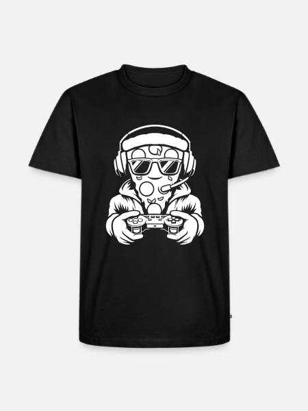Gamer Gaming Pizza Gaming Controller - Men's Premium Organic T-Shirt - black