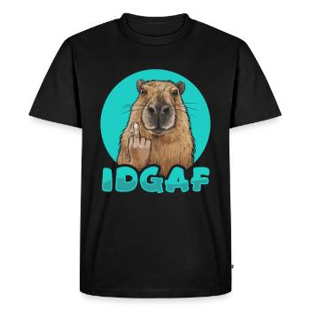 Capybara Wasserschwein Idgaf - Men's Premium Organic T-Shirt - black - Front - Nico (187cm)