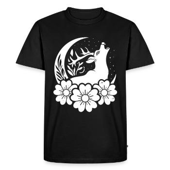 Cerf Wild Lune Florale - T-shirt Premium bio Homme - noir - Devant - Nico (187cm)