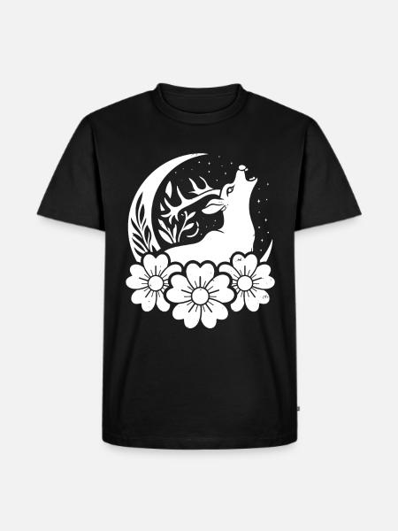 Deer Wild Floral Moon - Men's Premium Organic T-Shirt - black