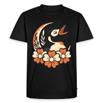 Penguin Wild Flowers Floral Moon - Men's Premium Organic T-Shirt - black - Front - Nico (187cm)