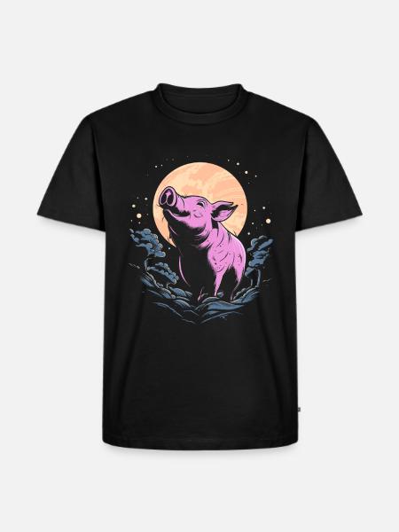 Pig Pig Farmer Moon Howling - Men's Premium Organic T-Shirt - black